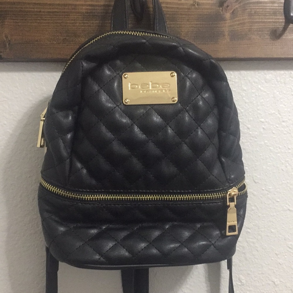 Black mini quilted backpack purse | bebe